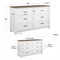 Fall River 6-Drawer White Dresser 32 in. H x 54 in. W x 15.75 in. D by Ameriwood Home 12 Fall River 6-Drawer White Dresser 32 in. H x 54 in. W x 15.75 in. D by Ameriwood Home -Deals HOMESTYLES Store white ameriwood home dressers hd73995 76 1000