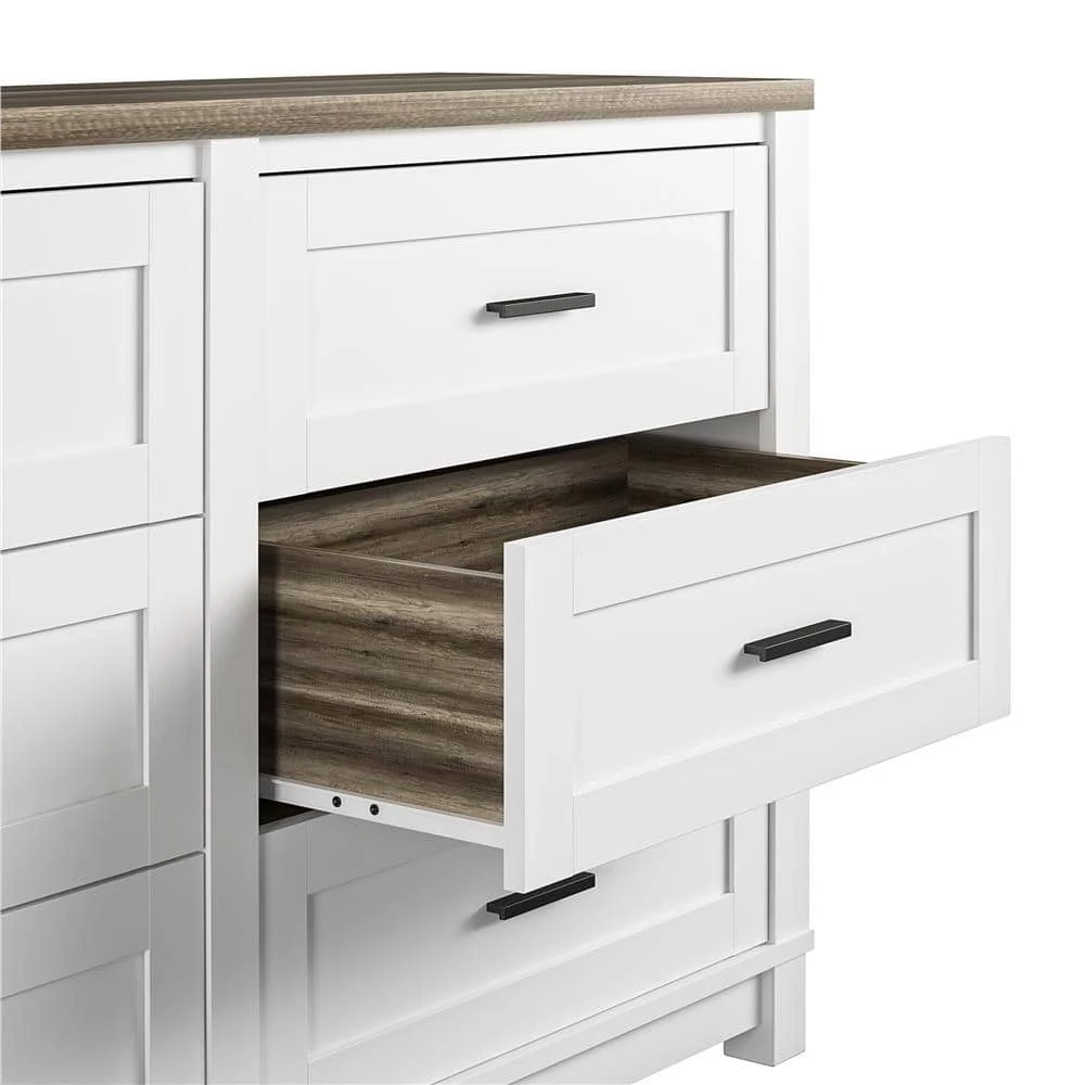 Fall River 6-Drawer White Dresser 32 in. H x 54 in. W x 15.75 in. D by Ameriwood Home 3 Fall River 6-Drawer White Dresser 32 in. H x 54 in. W x 15.75 in. D by Ameriwood Home - Image 3