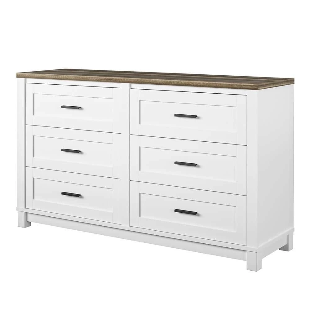Fall River 6-Drawer White Dresser 32 in. H x 54 in. W x 15.75 in. D by Ameriwood Home 2 Fall River 6-Drawer White Dresser 32 in. H x 54 in. W x 15.75 in. D by Ameriwood Home - Image 2
