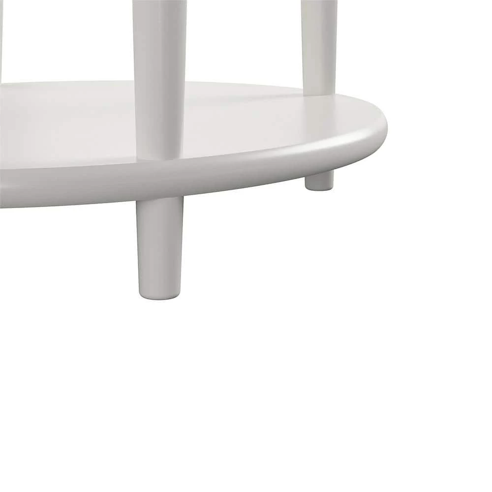 Abelia 21.6 White Round End Table with Drawer and Shelf by Ameriwood Home 8 Abelia 21.6 White Round End Table with Drawer and Shelf by Ameriwood Home - Image 8