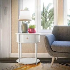 Abelia 21.6 White Round End Table with Drawer and Shelf by Ameriwood Home 21 Abelia 21.6 White Round End Table with Drawer and Shelf by Ameriwood Home -Deals HOMESTYLES Store white ameriwood home end side tables hd12622 31 1000