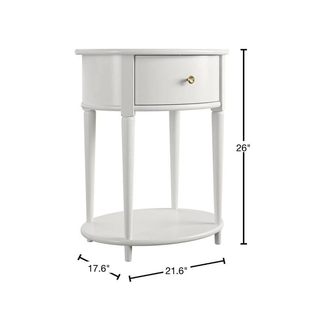 Abelia 21.6 White Round End Table with Drawer and Shelf by Ameriwood Home 3 Abelia 21.6 White Round End Table with Drawer and Shelf by Ameriwood Home - Image 3