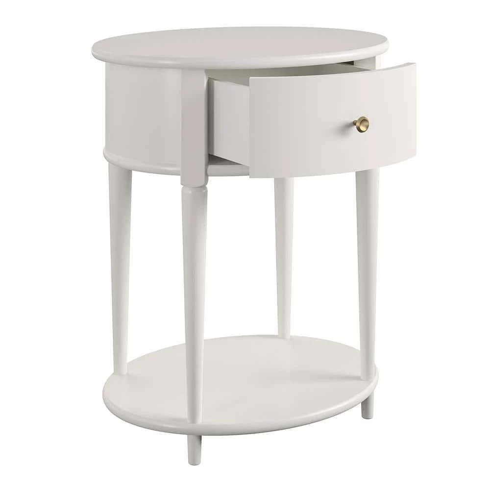 Abelia 21.6 White Round End Table with Drawer and Shelf by Ameriwood Home 5 Abelia 21.6 White Round End Table with Drawer and Shelf by Ameriwood Home - Image 5