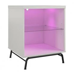 Kuna 21 in. White Rectangle End Table with LED Light by Ameriwood Home -Deals HOMESTYLES Store white ameriwood home end side tables hd57798 1f 1000