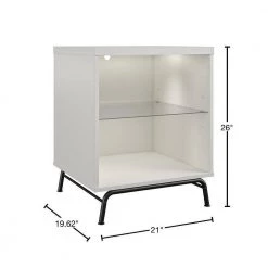 Kuna 21 in. White Rectangle End Table with LED Light by Ameriwood Home -Deals HOMESTYLES Store white ameriwood home end side tables hd57798 40 1000