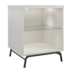 Kuna 21 in. White Rectangle End Table with LED Light by Ameriwood Home