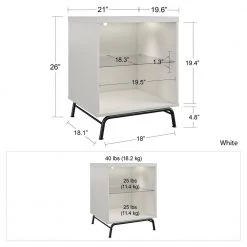 Kuna 21 in. White Rectangle End Table with LED Light by Ameriwood Home -Deals HOMESTYLES Store white ameriwood home end side tables hd57798 c3 1000