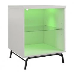 Kuna 21 in. White Rectangle End Table with LED Light by Ameriwood Home -Deals HOMESTYLES Store white ameriwood home end side tables hd57798 fa 1000