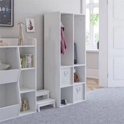 Lauren Kids White 4 Cube Storage with Open Coat Locker by Ameriwood Home -Deals HOMESTYLES Store white ameriwood home kids storage cubes hd97801 31 1000