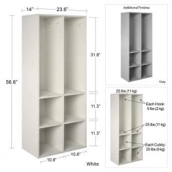 Lauren Kids White 4 Cube Storage with Open Coat Locker by Ameriwood Home -Deals HOMESTYLES Store white ameriwood home kids storage cubes hd97801 4f 1000