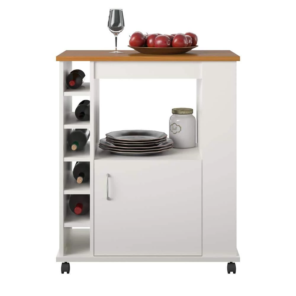 Harding White Kitchen Cart by Ameriwood Home 4 Harding White Kitchen Cart by Ameriwood Home - Image 4