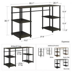 Crocker 55.12 in. White Double Pedestal Desk with Easy Assembly by Ameriwood Home -Deals HOMESTYLES Store white ameriwood home writing desks hd97517 1f 1000
