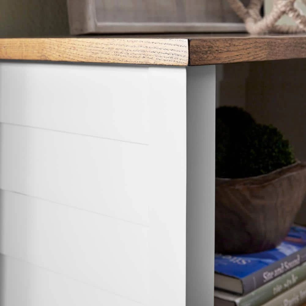 Portsmouth 64 in. White and Oak Wood 3-Shelve Bookcase by HOMESTYLES 2 Portsmouth 64 in. White and Oak Wood 3-Shelve Bookcase by HOMESTYLES - Image 2