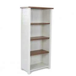Portsmouth 64 in. White and Oak Wood 3-Shelve Bookcase by HOMESTYLES