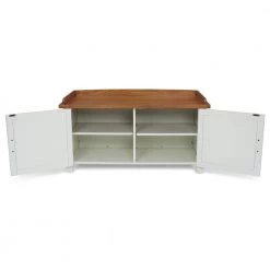 Portsmouth 22.5 in. Wood White and Oak Storage Bench by HOMESTYLES -Deals HOMESTYLES Store white and oak homestyles dining benches 5186 26 fa 1000