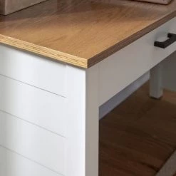 Portsmouth 54 in. W Rectangular White and Oak Wood 2-Drawer Writing Desk by HOMESTYLES -Deals HOMESTYLES Store white and oak homestyles writing desks 5186 15 44 1000