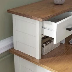 Portsmouth 54 in. W Rectangular Wood 4-Drawer White and Oak Writing Desk and Hutch by HOMESTYLES -Deals HOMESTYLES Store white and oak homestyles writing desks 5186 152 1f 1000