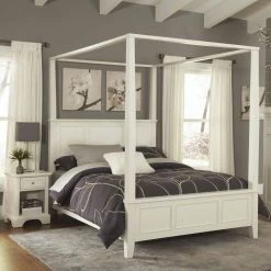 Naples 2-Piece White Queen Canopy Bedroom Set by HOMESTYLES -Deals HOMESTYLES Store white homestyles bedroom sets 5530 5102 31 1000