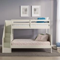 Naples Off White Twin Over Full Bunk Bed with Steps by HOMESTYLES -Deals HOMESTYLES Store white homestyles bunk beds 5530 56 77 1000