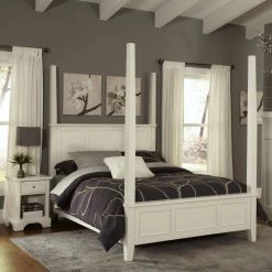 Naples White Queen Poster Bed by HOMESTYLES -Deals HOMESTYLES Store white homestyles four poster beds 5530 520 31 1000
