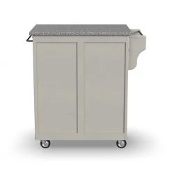 Cuisine Warm White Kitchen Cart with Salt and Pepper Gray Granite Top by HOMESTYLES -Deals HOMESTYLES Store white homestyles kitchen carts 9001 0023 66 1000