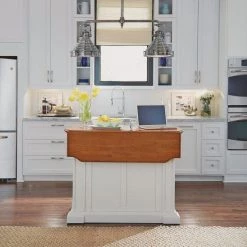 Americana White Kitchen Island With Drop Leaf by HOMESTYLES -Deals HOMESTYLES Store white homestyles kitchen islands 5002 94 44 1000