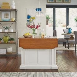 Americana White Kitchen Island With Drop Leaf by HOMESTYLES -Deals HOMESTYLES Store white homestyles kitchen islands 5002 94 fa 1000