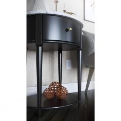 Abelia 21.6 in. Black with Faux Marble Top Round End Table with Drawer and Shelf by Ameriwood Home 19 Abelia 21.6 in. Black with Faux Marble Top Round End Table with Drawer and Shelf by Ameriwood Home -Deals HOMESTYLES Store white marble ameriwood home end side tables hd29554 1f 1000