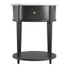 Abelia 21.6 in. Black with Faux Marble Top Round End Table with Drawer and Shelf by Ameriwood Home