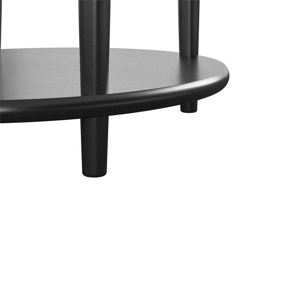Abelia 21.6 in. Black with Faux Marble Top Round End Table with Drawer and Shelf by Ameriwood Home 11 Abelia 21.6 in. Black with Faux Marble Top Round End Table with Drawer and Shelf by Ameriwood Home - Image 11