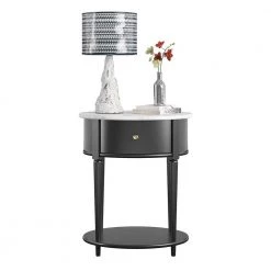 Abelia 21.6 in. Black with Faux Marble Top Round End Table with Drawer and Shelf by Ameriwood Home 17 Abelia 21.6 in. Black with Faux Marble Top Round End Table with Drawer and Shelf by Ameriwood Home -Deals HOMESTYLES Store white marble ameriwood home end side tables hd29554 c3 1000