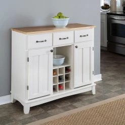 White and Natural Buffet with Wine Storage by HOMESTYLES -Deals HOMESTYLES Store white w natural top homestyles sideboards buffet tables 5100 0021 31 1000