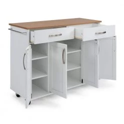 Brookshire White Kitchen Cart with Natural Wood Top by HOMESTYLES -Deals HOMESTYLES Store white with natural wood top homestyles kitchen carts 4410 95 1f 1000