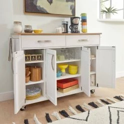 Brookshire White Kitchen Cart with Natural Wood Top by HOMESTYLES -Deals HOMESTYLES Store white with natural wood top homestyles kitchen carts 4410 95 44 1000