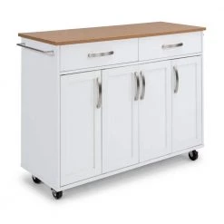 Brookshire White Kitchen Cart with Natural Wood Top by HOMESTYLES -Deals HOMESTYLES Store white with natural wood top homestyles kitchen carts 4410 95 c3 1000