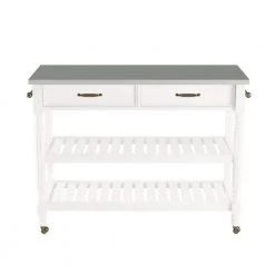 Savannah White Kitchen Cart with Stainless Top by HOMESTYLES