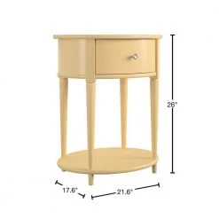 Abelia 21.6 in. Pale Yellow Round End Table with Drawer and Shelf by Ameriwood Home -Deals HOMESTYLES Store yellow ameriwood home end side tables hd36795 40 1000